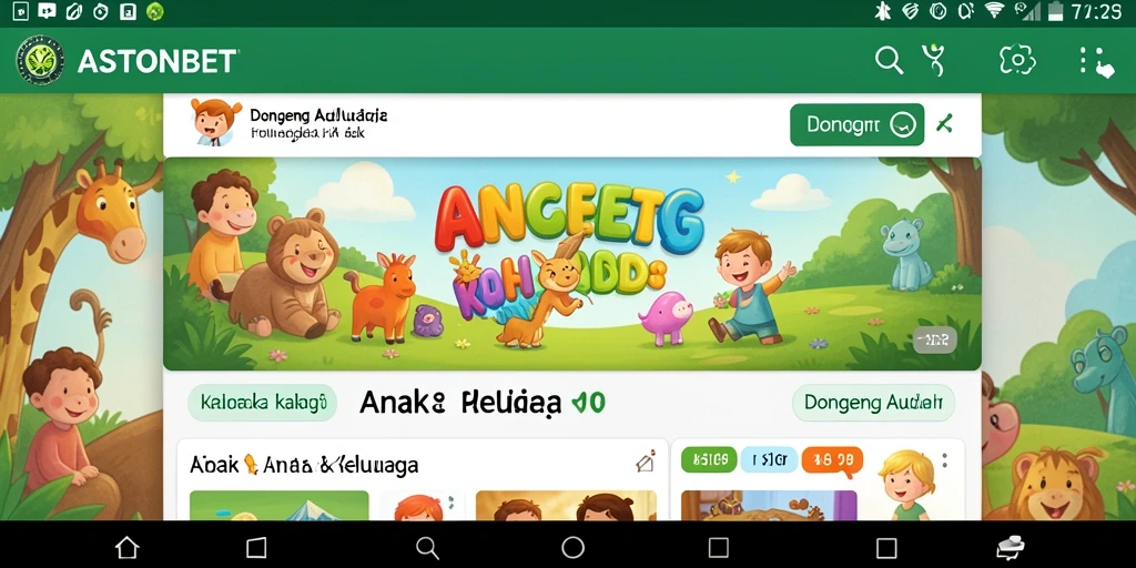 Antarmuka aplikasi Dongeng Audio yang menawan dan ramah anak.