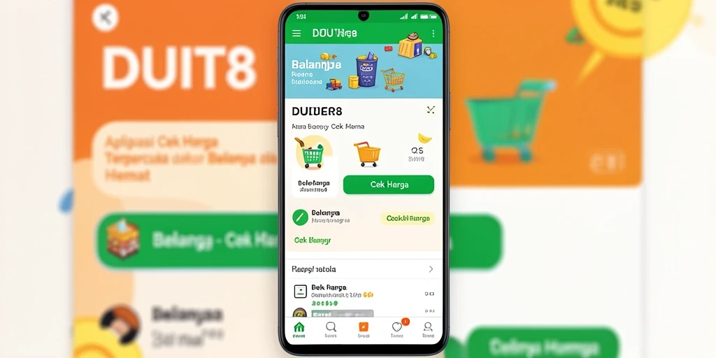Tampilan antarmuka DUIT8 menampilkan fitur Cek Harga dengan jelas.
