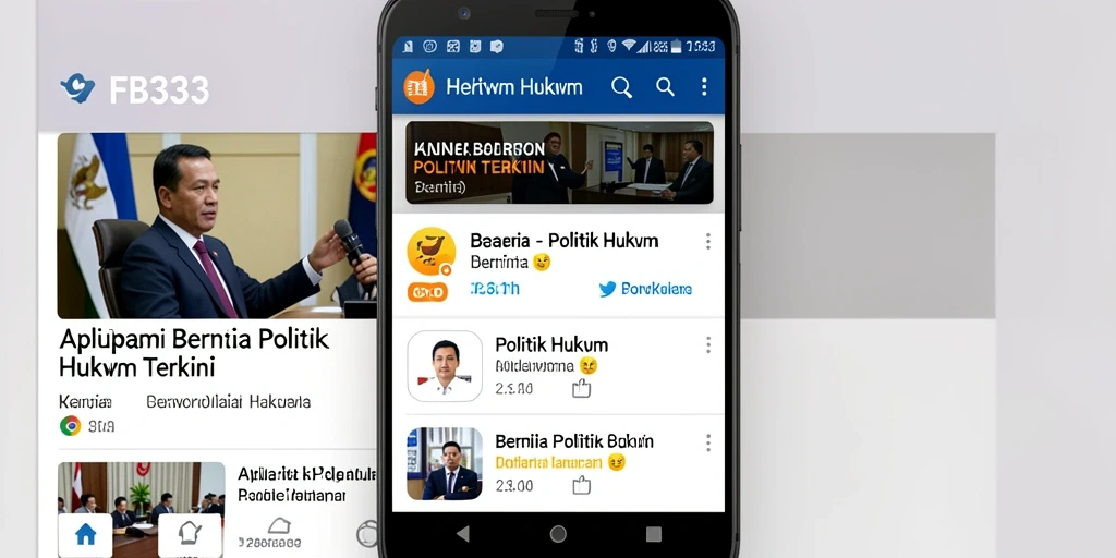 Antarmuka aplikasi FB333 menampilkan berita politik dan hukum terbaru.