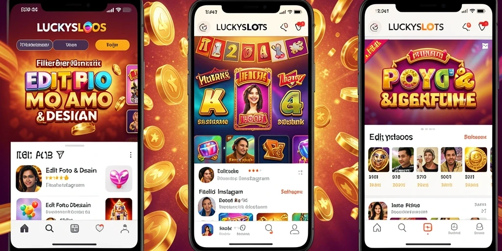 Tampilan antarmuka LUCKYSLOTS dengan berbagai pilihan filter Instagram.