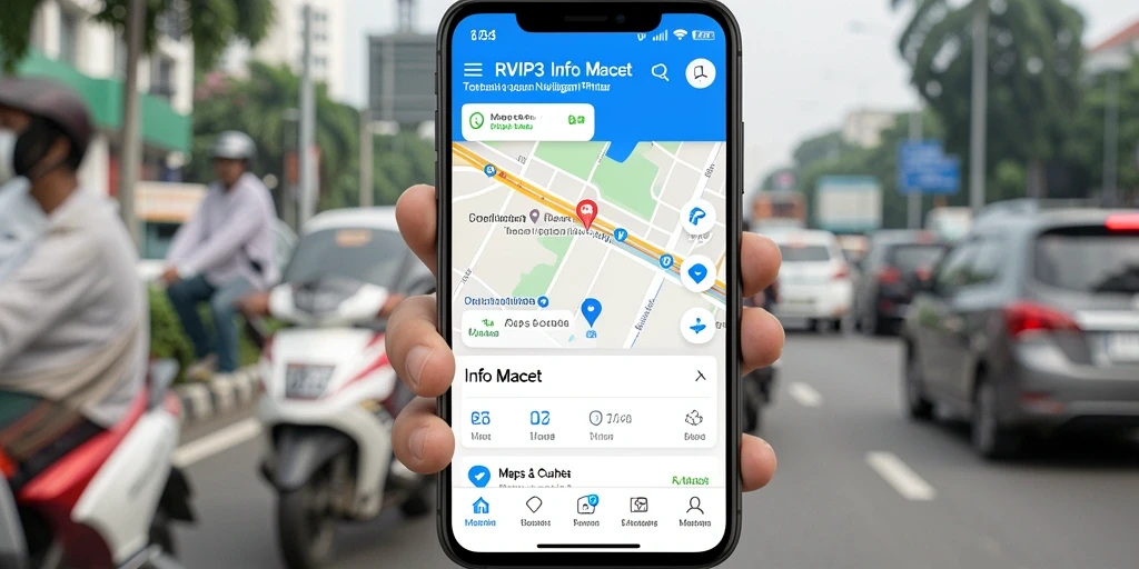 Antarmuka aplikasi RVIP3 yang informatif tentang Info Macet.
